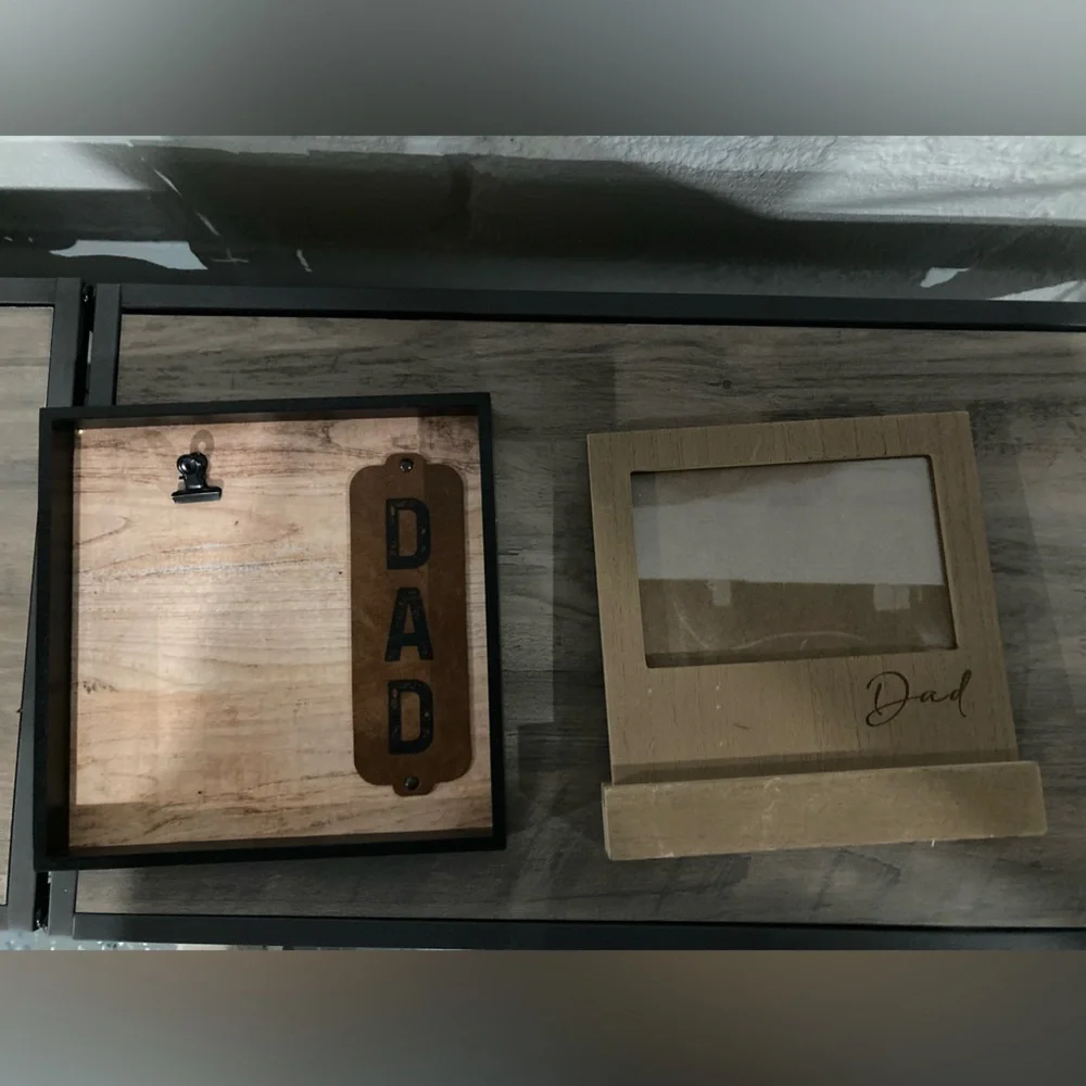 Set bundle 2 tabletop brown black faux wood picture photo frame dad Father’s Day